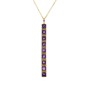 14K Yellow Gold Converted Amethyst & Seed Pearl Pendant With Cable Chain