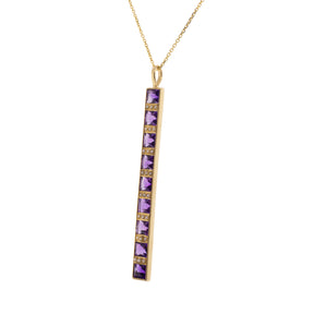 14K Yellow Gold Converted Amethyst & Seed Pearl Pendant With Cable Chain