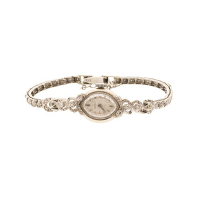 14K White Gold Mid-Century Ladies Diamond Croton Watch