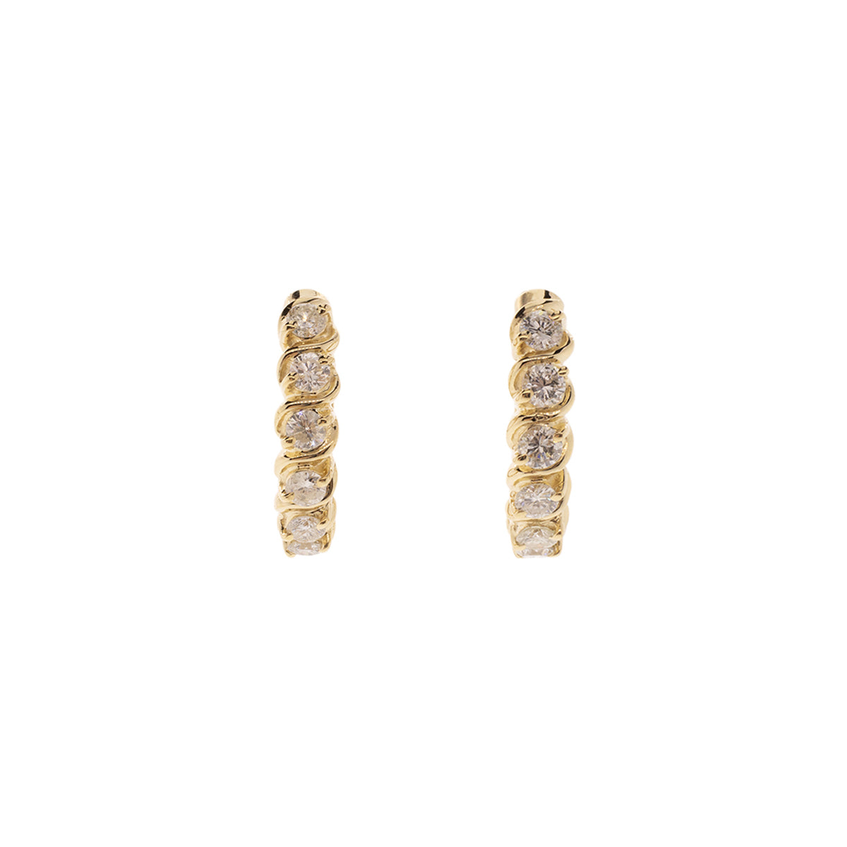 14K Yellow Gold 1.20ctw Diamond Hoop Earrings