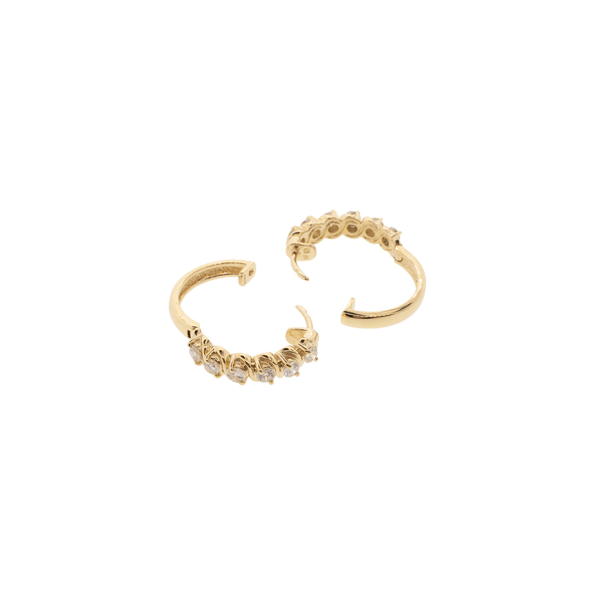 14K Yellow Gold 1.20ctw Diamond Hoop Earrings