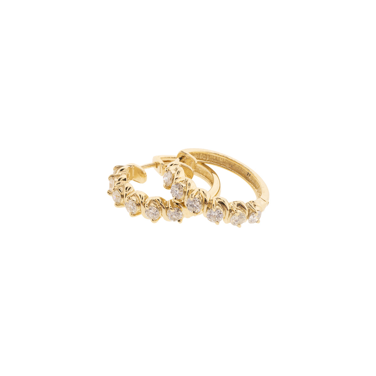 14K Yellow Gold 1.20ctw Diamond Hoop Earrings