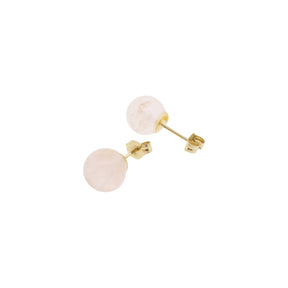 14K Yellow Gold 8mm Rose Quartz Studs