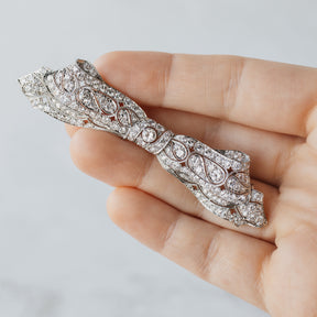 Platinum Edwardian Diamond Ribbon Brooch