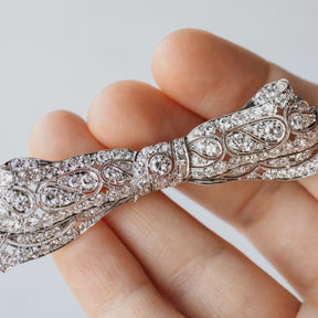 Platinum Edwardian Diamond Ribbon Brooch