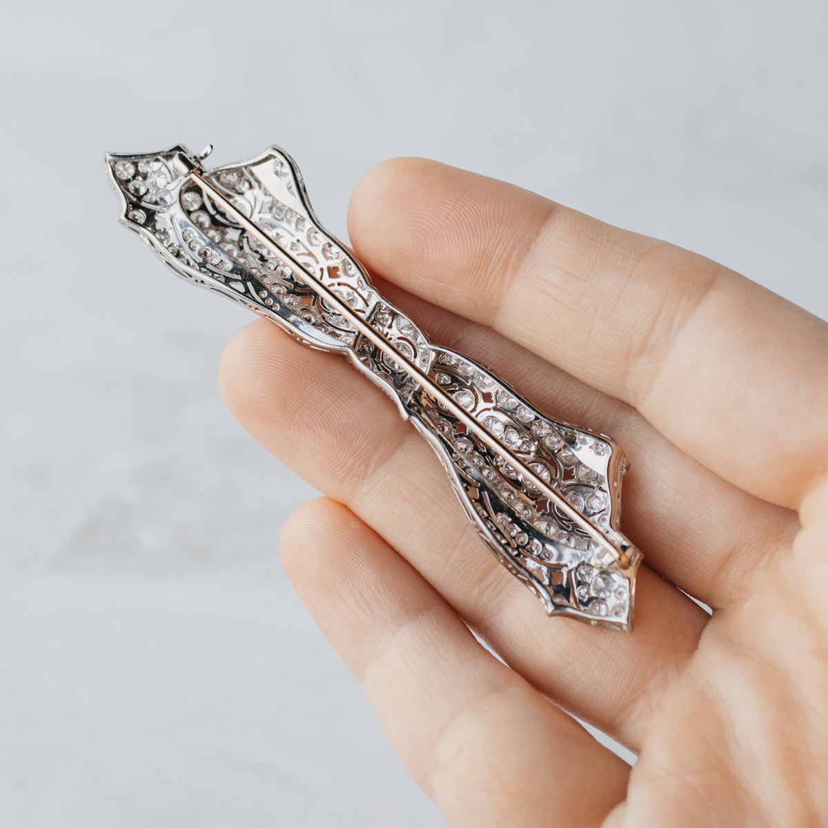 Platinum Edwardian Diamond Ribbon Brooch