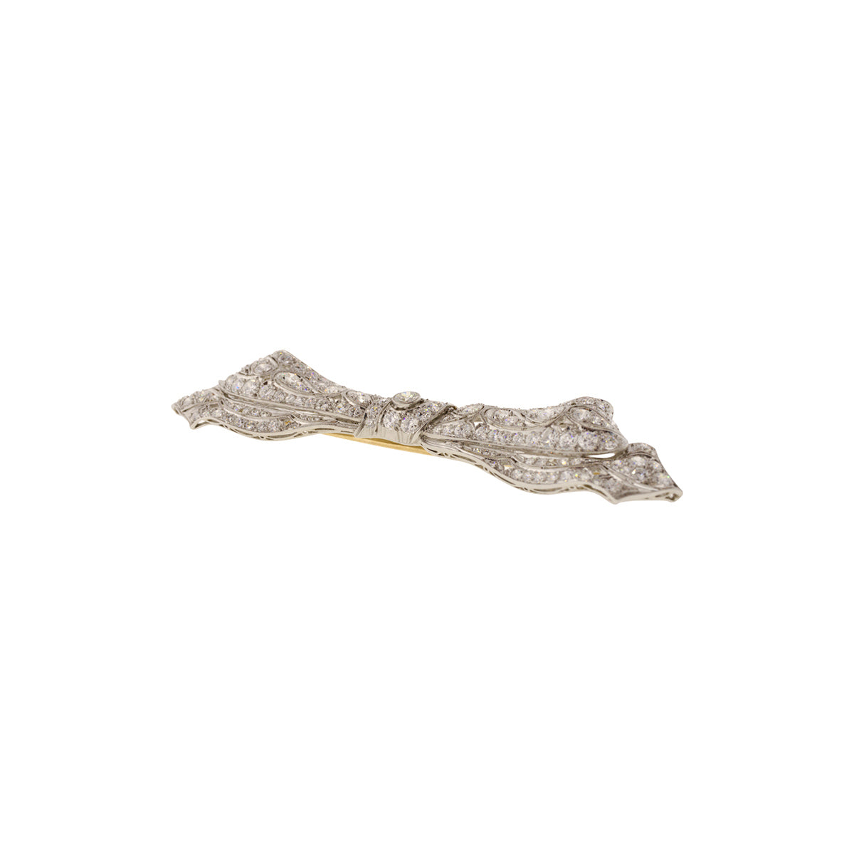 Platinum Edwardian Diamond Ribbon Brooch