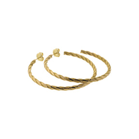 High-Polish Rope Style Hollow Hoop Earrings