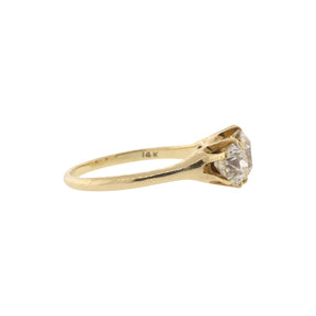 14K Yellow Gold Three Stone Old European Diamond Ring