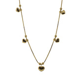 18K Yellow Gold Italian Station Heart Necklace