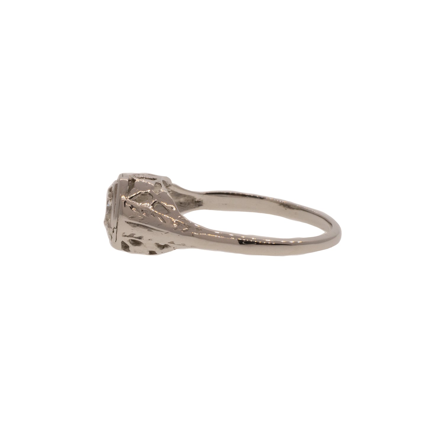 Vintage Engraved Diamond Engagement Ring