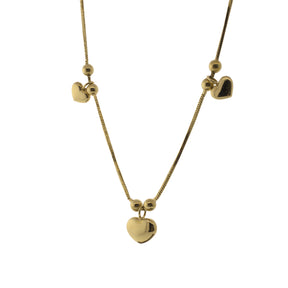 18K Yellow Gold Italian Station Heart Necklace