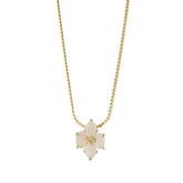 14K Yellow Gold Floral Opal & Diamond Pendant Necklace