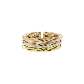 18K Tri-Tone Twisted Cuff Ring