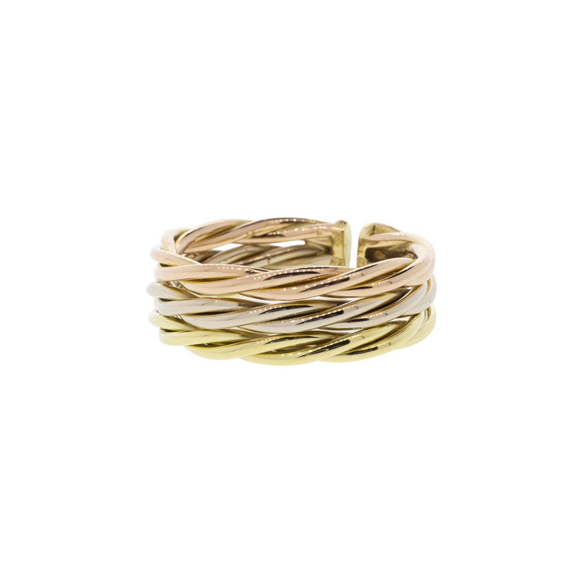 18K Tri-Tone Twisted Cuff Ring