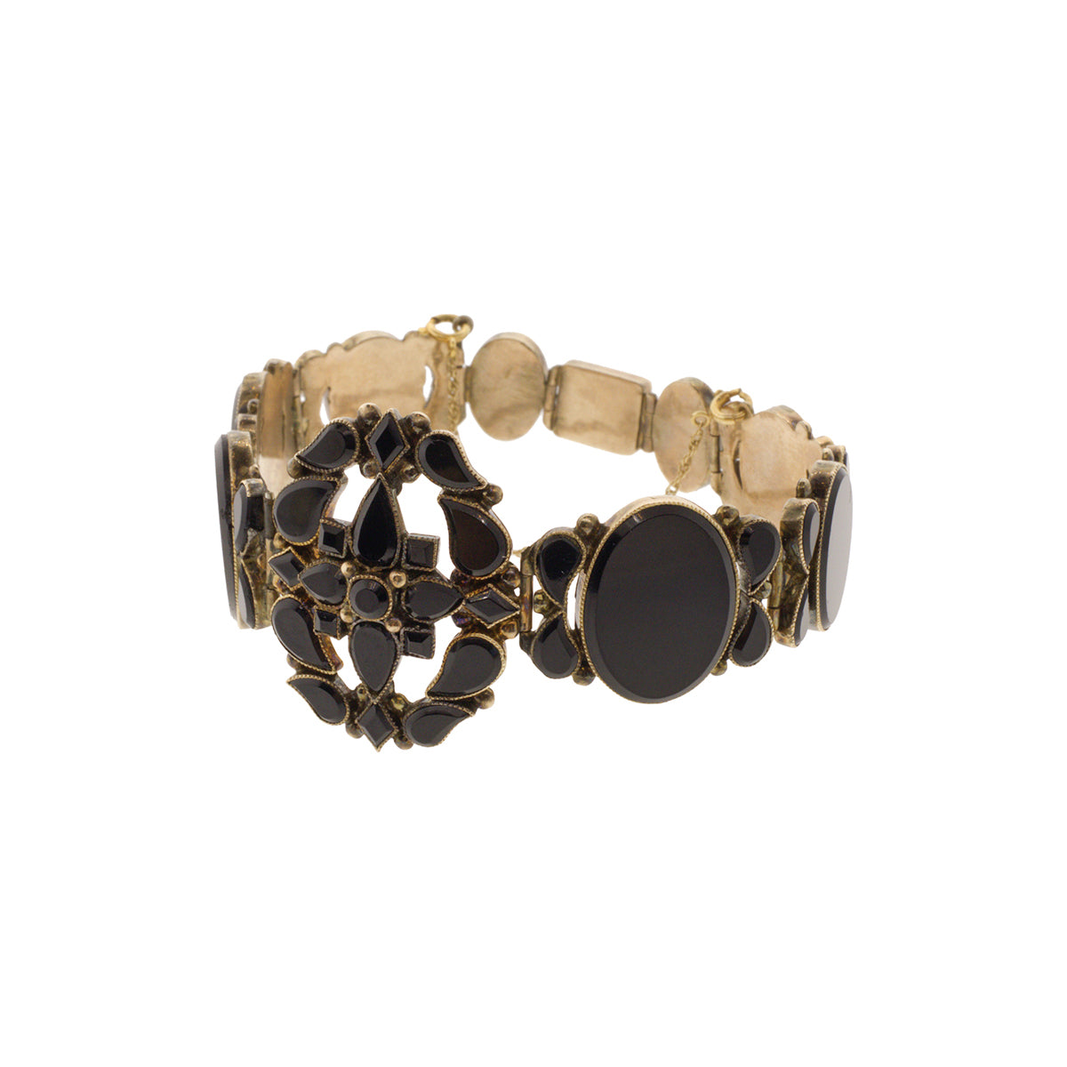 10K Yellow Gold Victorian Onyx Link Bracelet