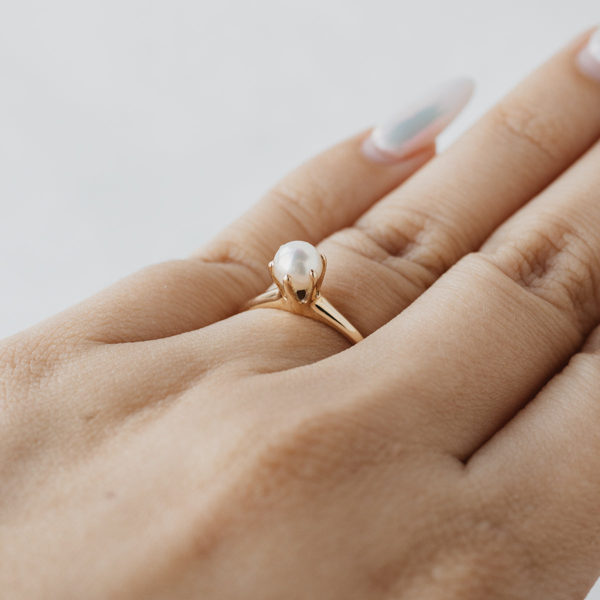 5.50mm Akoya Pearl Claw-Prong Ring