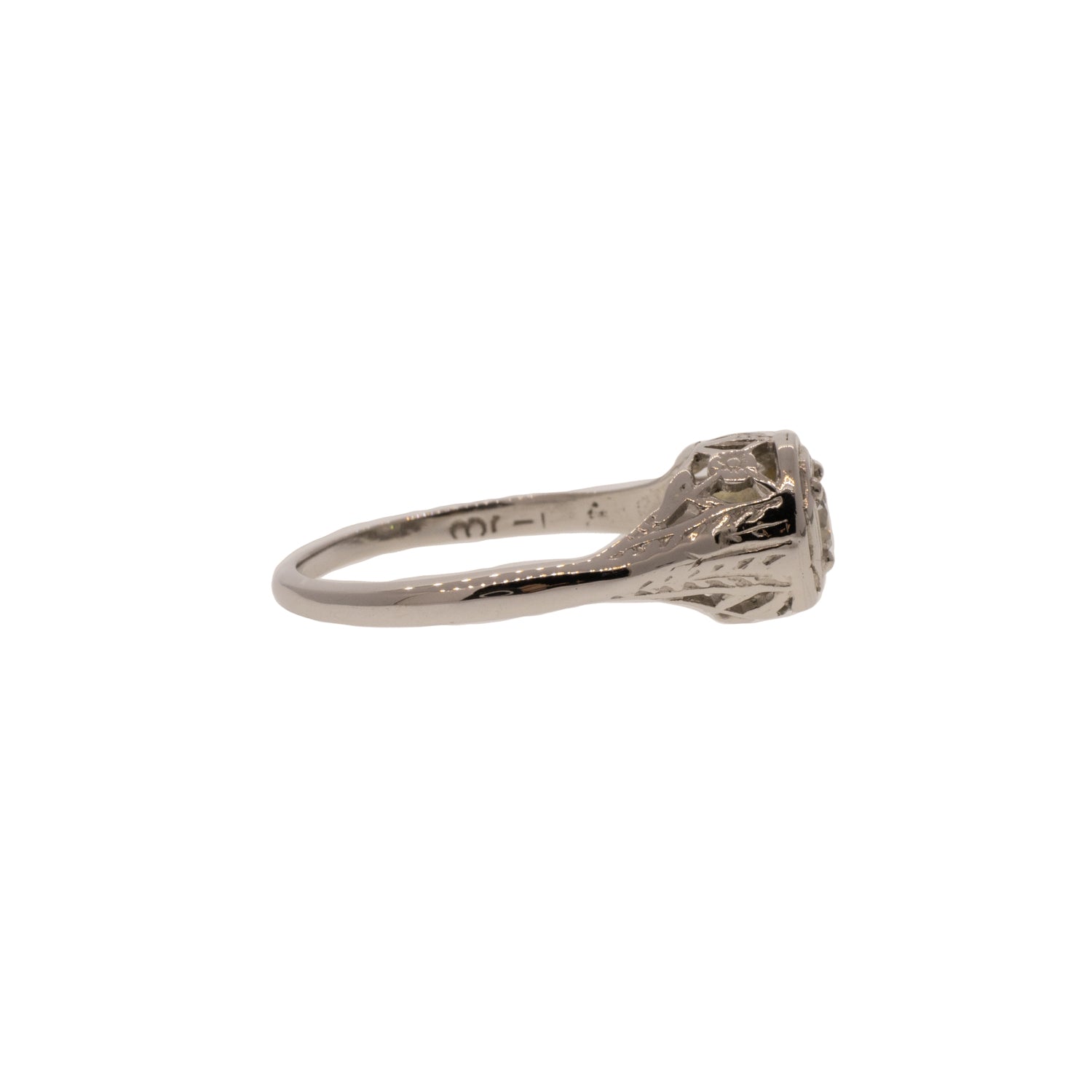 Vintage Engraved Diamond Engagement Ring