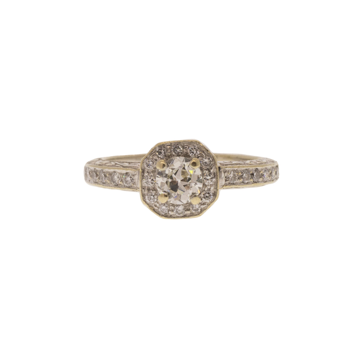 Old European Cut Diamond Ring with Halo