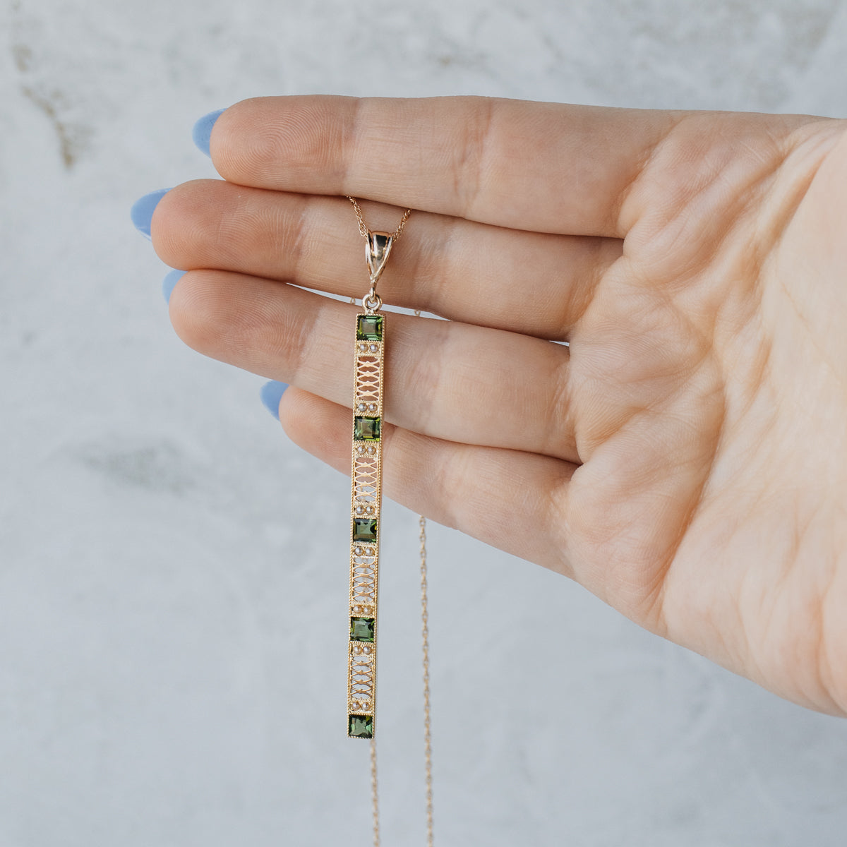 Repurposed Tourmaline and Seed Pearl Pin Pendant