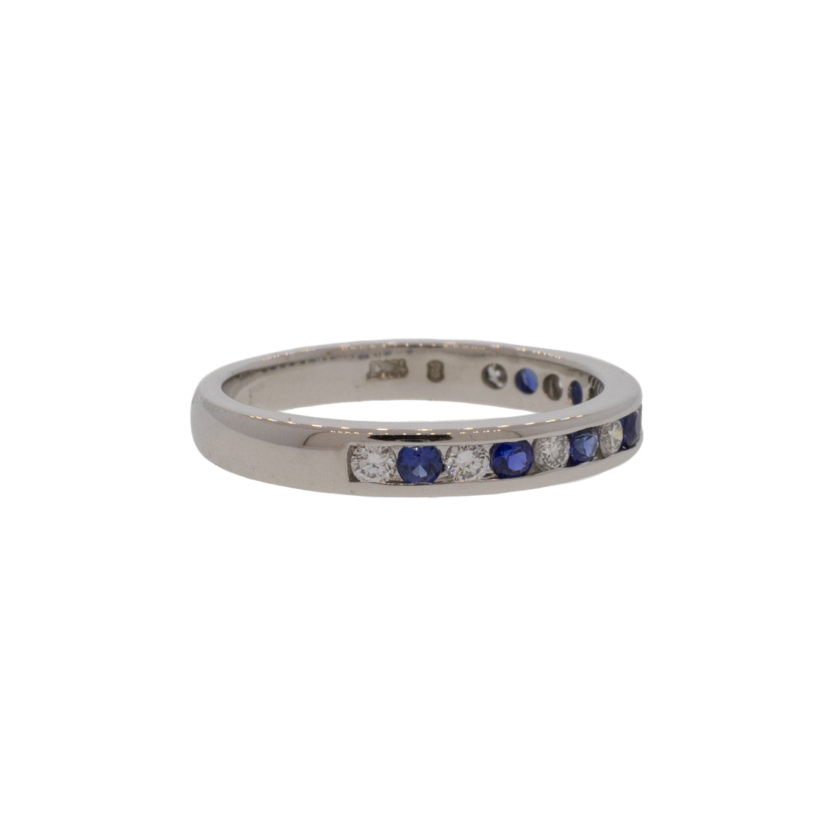 Channel Set Premium Blue Sapphire and Diamond Ring