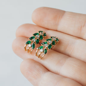 Emerald and Diamond Long Stud Earrings