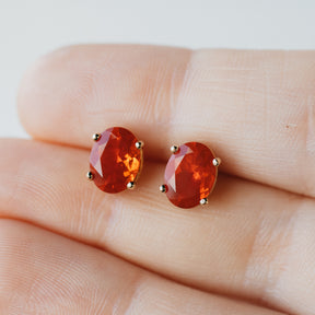 Oval Fire Opal Stud Earrings