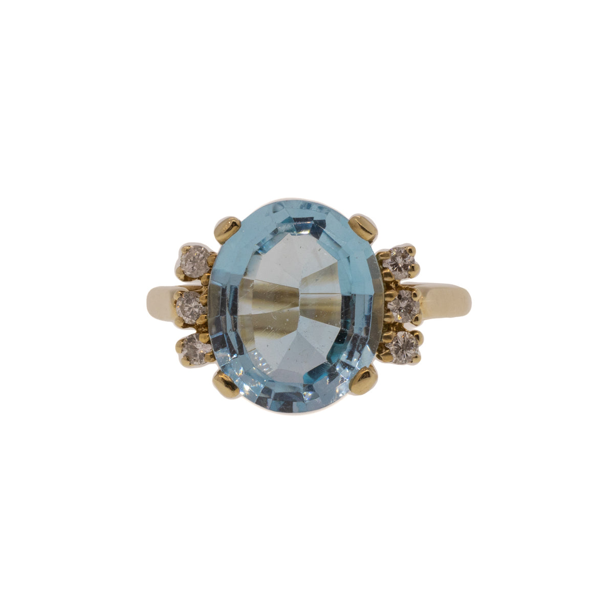 Oval Swiss Blue Topaz & Diamond Ring
