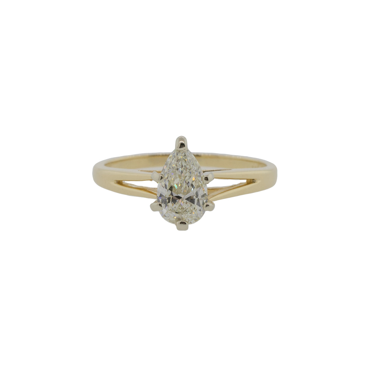 Split Shank Pear Solitaire Diamond Ring