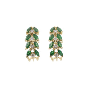 Emerald and Diamond Long Stud Earrings