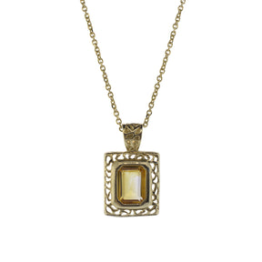 Emerald Cut Citrine Pendant Necklace