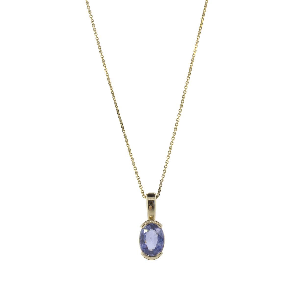 Light Blue Oval Sapphire Pendant Necklace