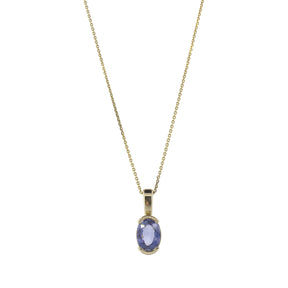 Light Blue Oval Sapphire Pendant Necklace