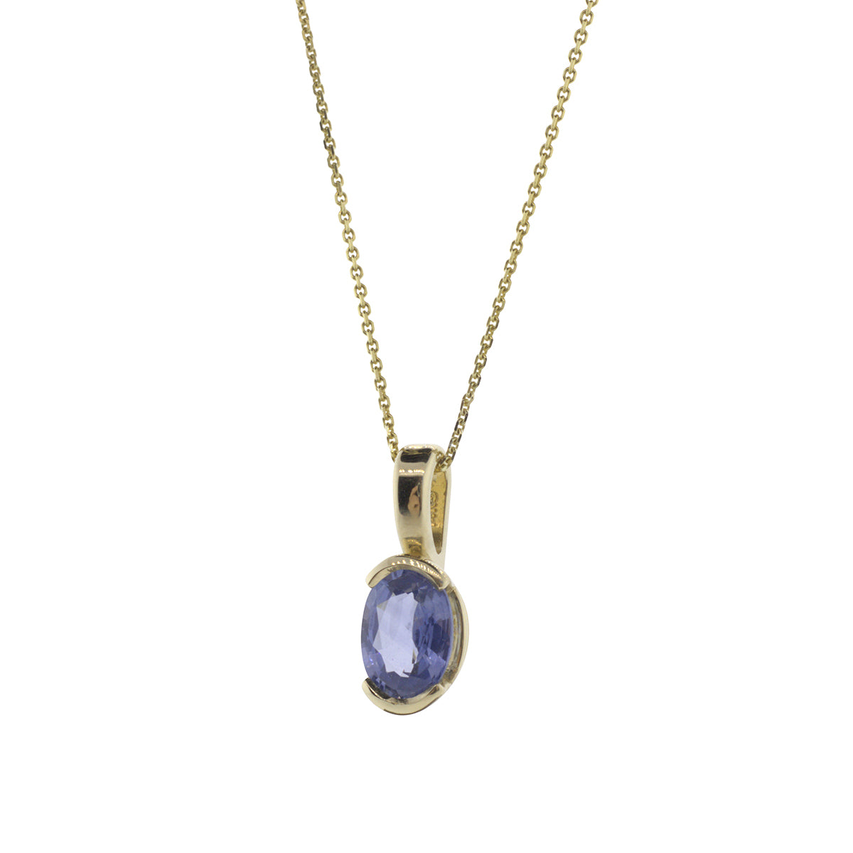 Light Blue Oval Sapphire Pendant Necklace