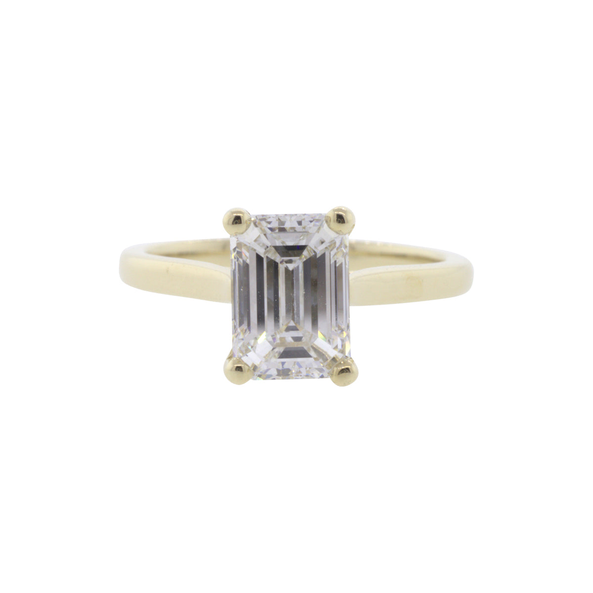 14K Yellow Gold 2.05ct Natural D/VS2 XX Emerald Cut Diamond Ring