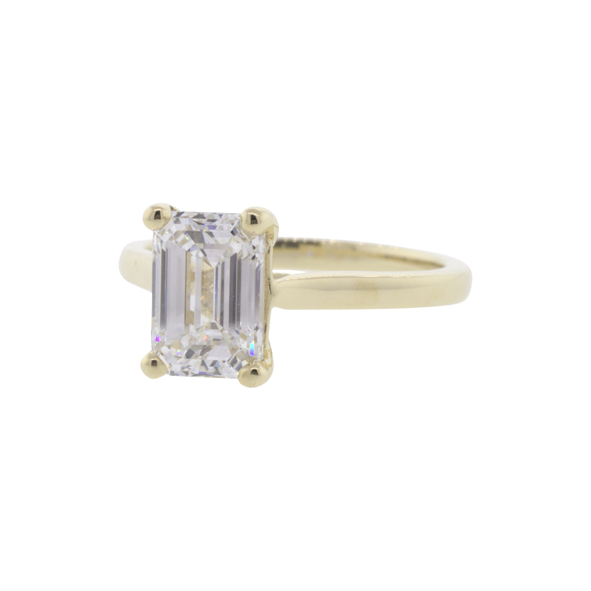 14K Yellow Gold 2.05ct Natural D/VS2 XX Emerald Cut Diamond Ring