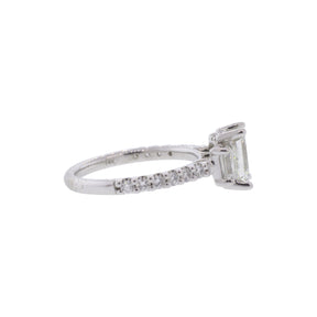 14K White Gold 1.52ctw Three Stone Emerald Cut Diamond Ring