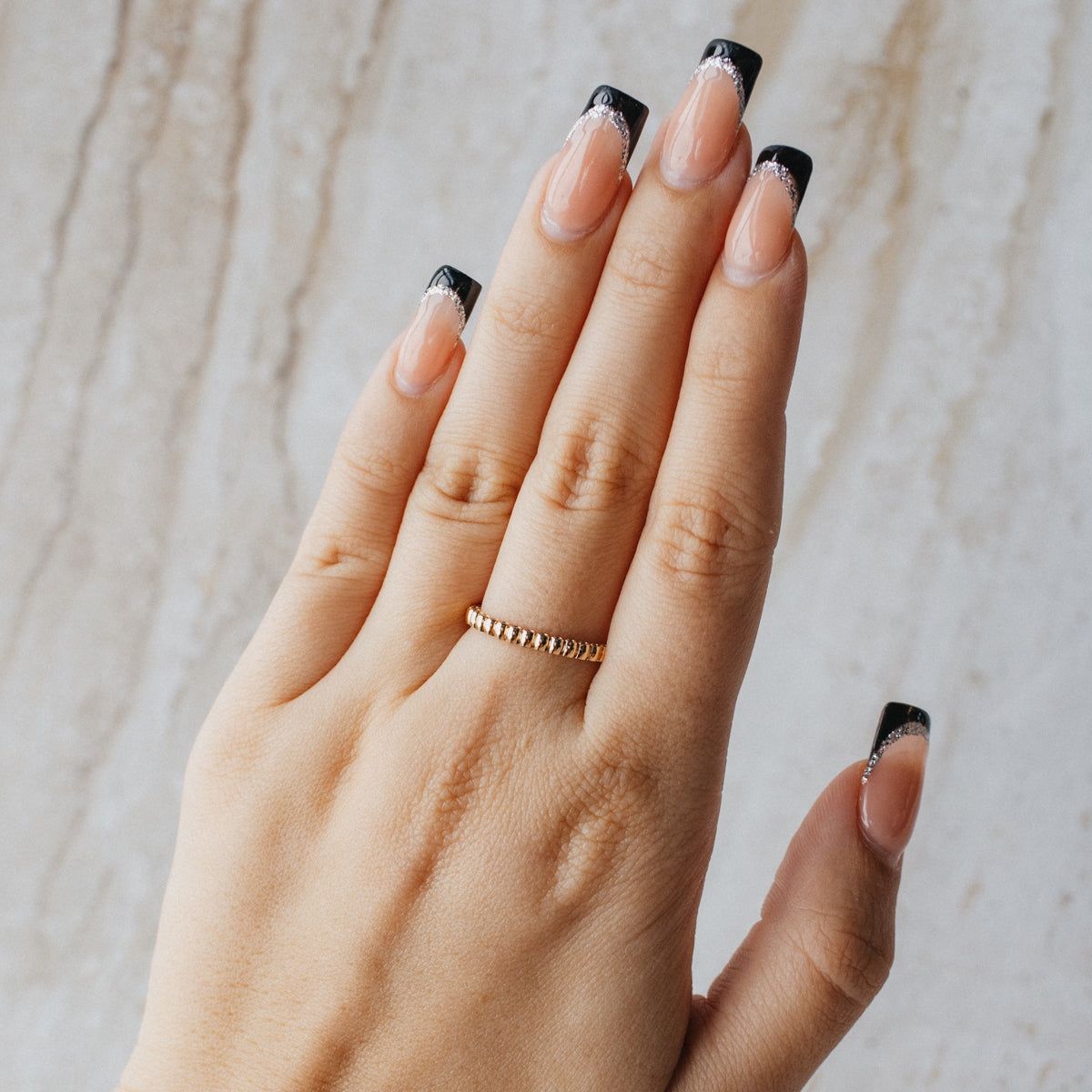 18K Yellow Gold Reversible Black & White Diamond Eternity Ring