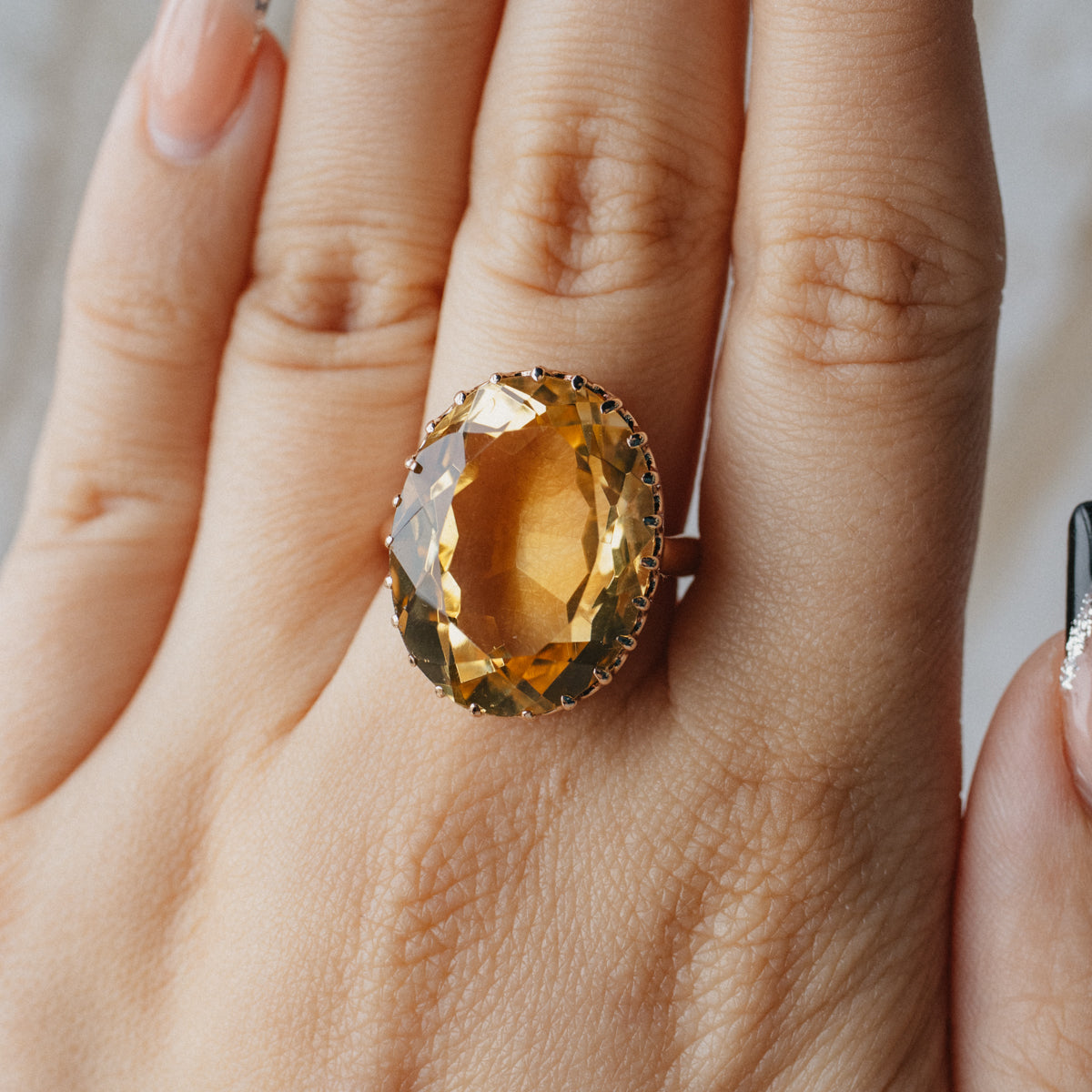 10K Yellow Gold Oval Citrine Ring