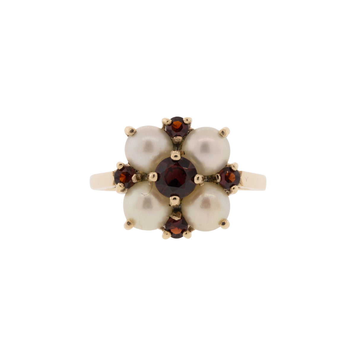 10K Yellow Gold Akoya Pearl & Garnet Ring