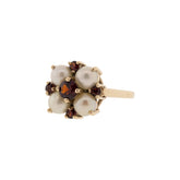 10K Yellow Gold Akoya Pearl & Garnet Ring