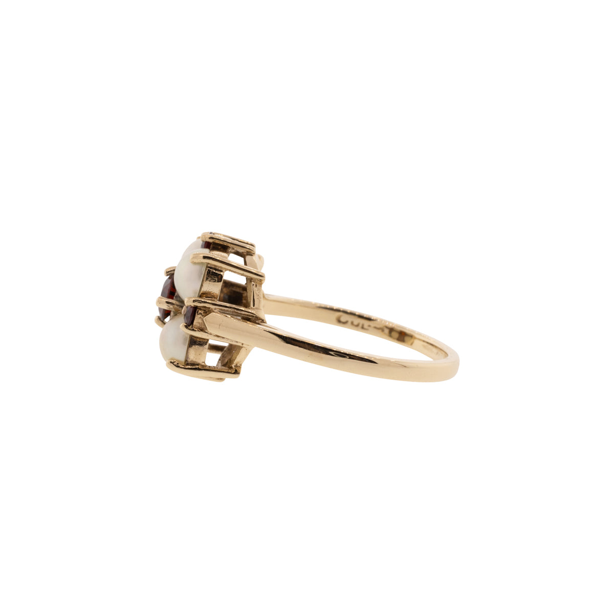 10K Yellow Gold Akoya Pearl & Garnet Ring