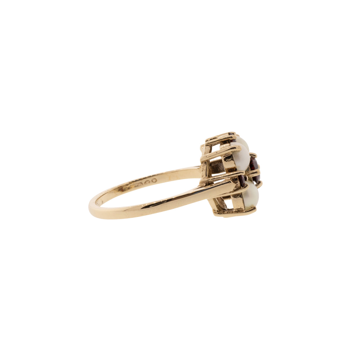 10K Yellow Gold Akoya Pearl & Garnet Ring