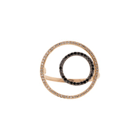 14K Rose Gold Black & White Diamond Negative Space Ring