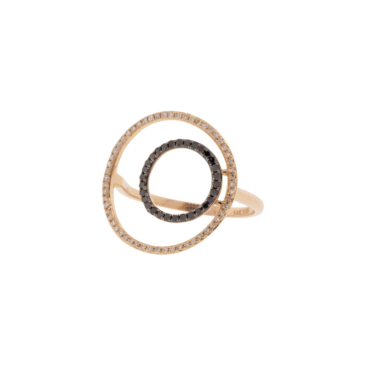 14K Rose Gold Black & White Diamond Negative Space Ring
