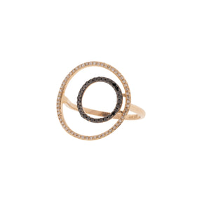 14K Rose Gold Black & White Diamond Negative Space Ring