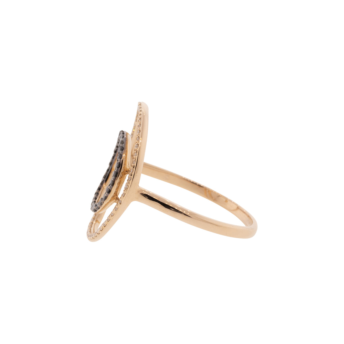 14K Rose Gold Black & White Diamond Negative Space Ring