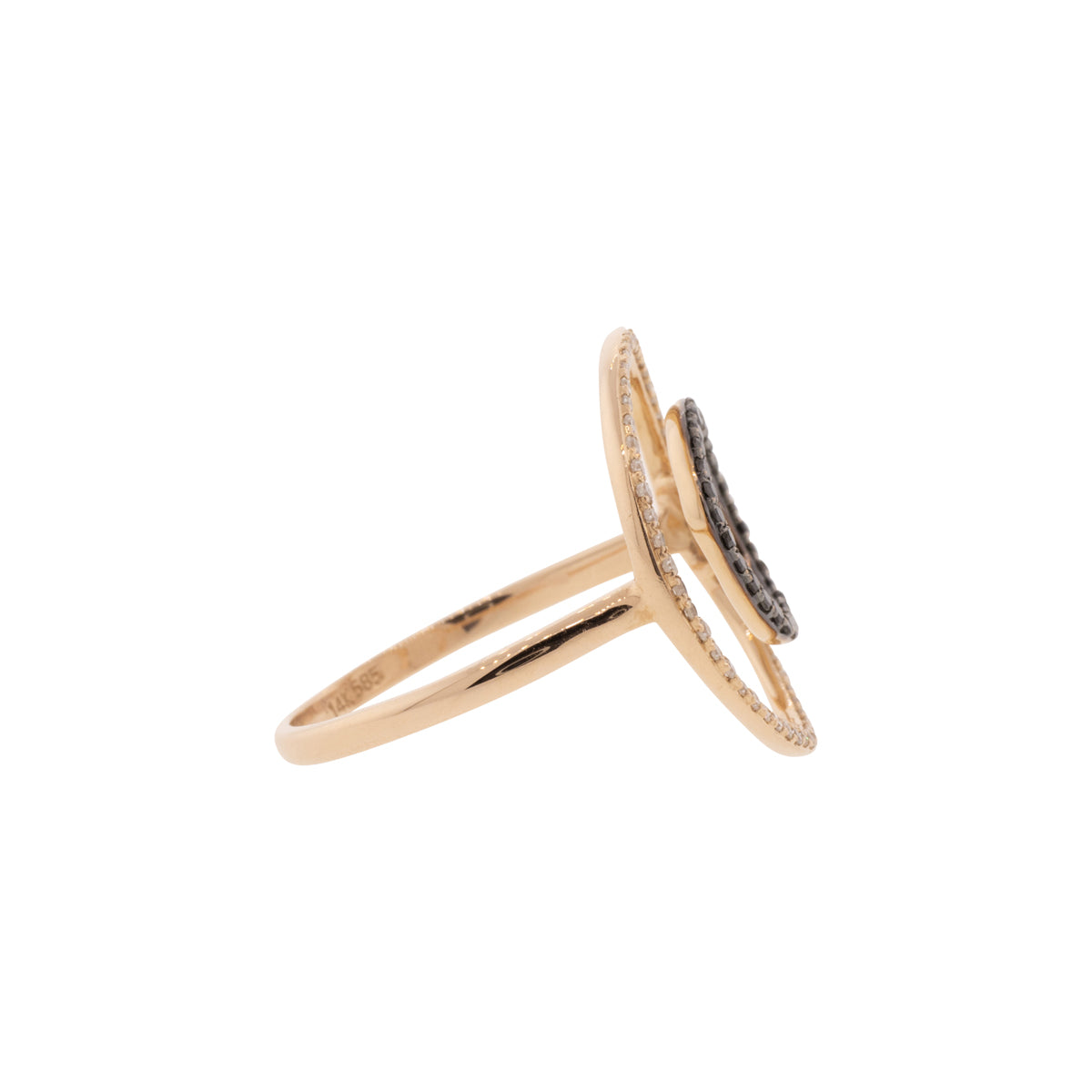 14K Rose Gold Black & White Diamond Negative Space Ring