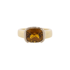 14K Gold Madeira Citrine & Diamond Ring