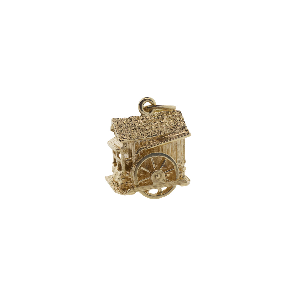 14K Yellow Gold Water Wheel Mill House Charm